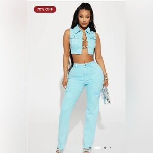 Fashion Nova Light Blue Denim Set